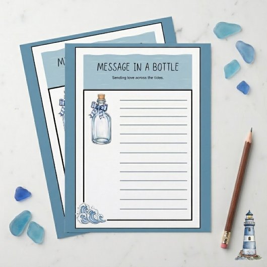 Blauw Scheepvaartbericht Fles Voering Schrijfpapie
