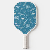 Blauw schelppatroon pickleball paddle (Voorkant)