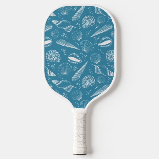 Blauw schelppatroon pickleball paddle (Voorkant)