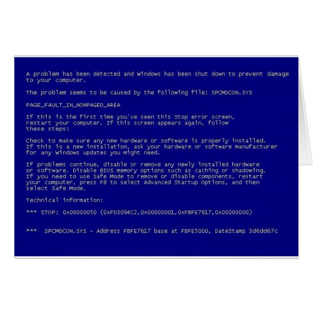 Blauw scherm van de dood (Voorkant Horizontaal)