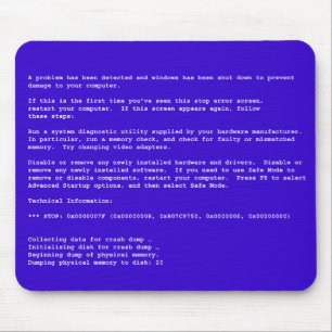 Blauw scherm van de dood muismat