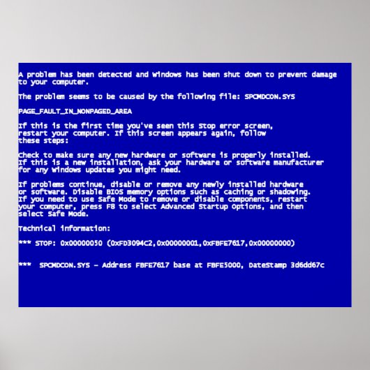 Blauw scherm van de dood poster (Voorkant)