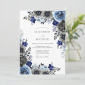 Blauw Schilderachtig Winterhuwelijk Kaart (Staand voorkant)