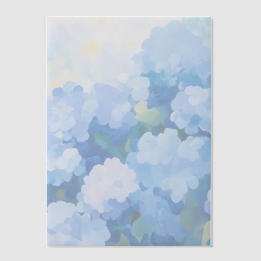 Blauw Schilderij van Hortensia's Bruiloft Vellum Uitnodigingen (Voorkant)