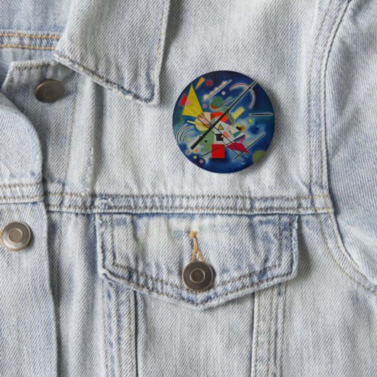 Blauw schilderij van Kandinsky Ronde Button 5,7 Cm (In situ)