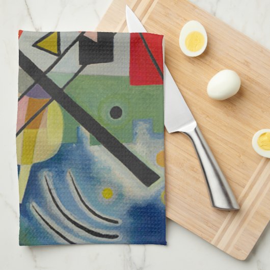 Blauw schilderij van Kandinsky Theedoek (Quarter Fold)