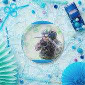 Blauw schildpad papieren bordje (Feest)