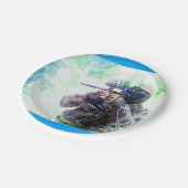 Blauw schildpad papieren bordje (Gekanteld)