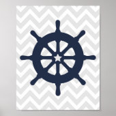 Blauw schip Nautical Nursery Poster (Voorkant)