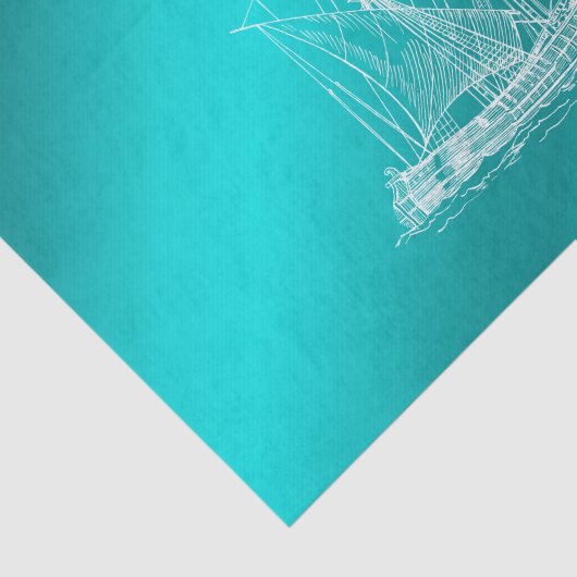 blauw schip tissuepapier (Detail)