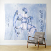 Blauw schommelend paard achtergrond wandkleed (In Situ (horizontaal))