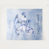 Blauw schommelend paard achtergrond wandkleed (Voorkant (horizontaal))