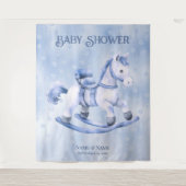 Blauw schommelend paard achtergrond wandkleed (Voorkant)