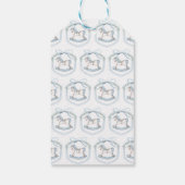 Blauw schommelend paard boho baby jongen douche da cadeaulabel (Achterkant)