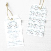 Blauw schommelend paard boho baby jongen douche da cadeaulabel