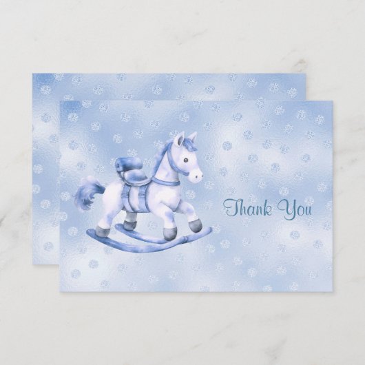 Blauw schommelend paard dank u kaart (Voorkant / Achterkant)