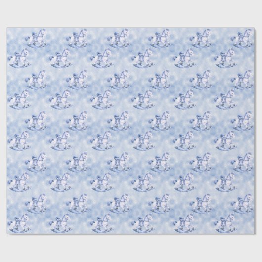 Blauw schommelend paard inpakpapier (Vlak)