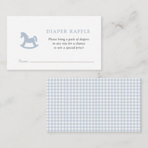 Blauw schommelpaard Baby shower Luier Raffle Informatiekaartje