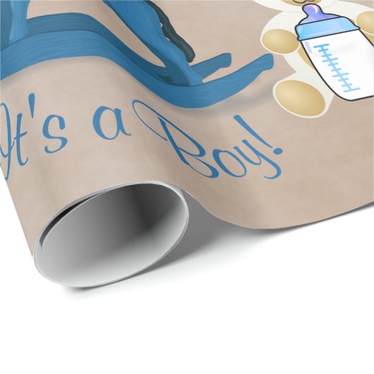 Blauw schommelpaard HET IS EEN JONGEN! Cadeaupapier (Rol Hoek)