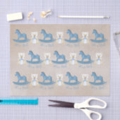 Blauw schommelpaard HET IS EEN JONGEN! Tissuepapier (Craft)