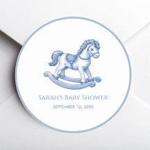 Blauw Schommelpaard Jongens Baby Shower Vintage Sp