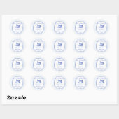 Blauw schommelpaard schets baby shower gunst ronde sticker (Vel)