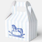 Blauw schommelpaard schets baby shower gunsten bedankdoosjes (Achterkant)