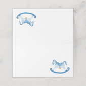 Blauw schommelpaard waterverf kunst plaatskaartje (Buitenkant ongevouwen)