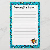 Blauw schoolpatroon met kleine Oranje vis Briefpapier (Voorkant)