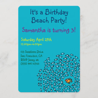 Blauw schoolpatroon met kleine Oranje vis Kaart