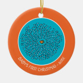 Blauw schoolpatroon met kleine Oranje vis Keramisch Ornament (Voorkant)