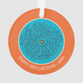 Blauw schoolpatroon met kleine Oranje vis Ornament (achterkant)