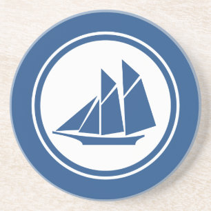 Blauw Schooner Zeailboot Nautical onderzetter