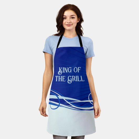 Blauw Schort met Modern Swirls en Custom Gezegde (Gedragen)