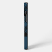 Blauw Schots geruit rood monogram iPhone Hoesje (Linkerkant)