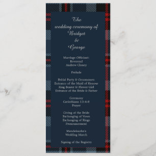 Blauw Schots land bruiloft programma & menu