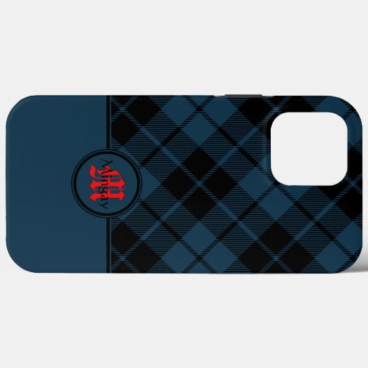 Blauw Schots Spaans Monogram Case-Mate iPhone Case (Achterkant (horizontaal))