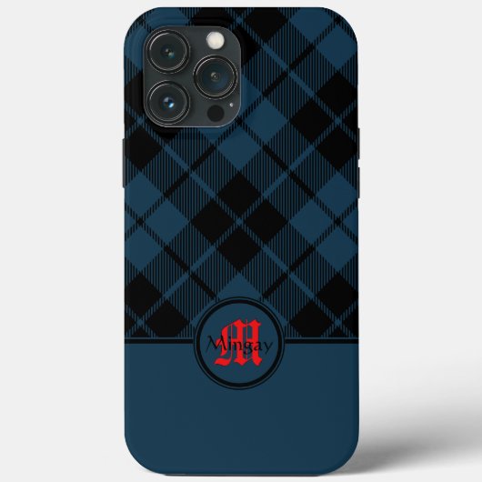 Blauw Schots Spaans Monogram Case-Mate iPhone Case (Achterkant)
