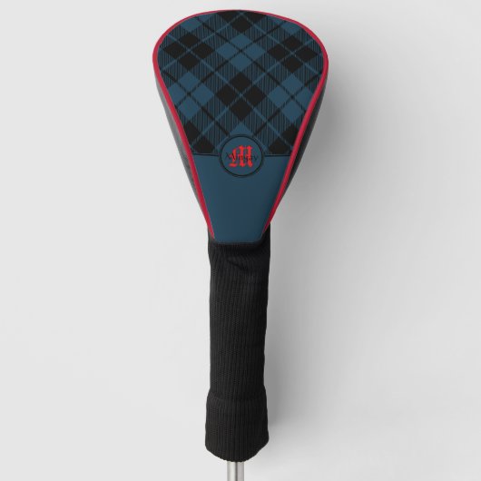 Blauw Schots Spaans Monogram Golfheadcover (Voorkant)