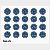 Blauw Schrift en Witte Strepen Bewaar de Datum Ronde Sticker (Vel)