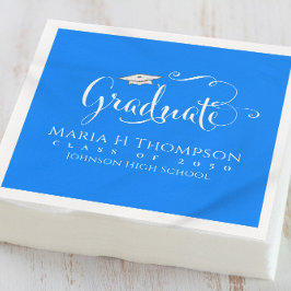 Blauw Schrift Mortarboard Afstudeerfeest Cocktail Servet