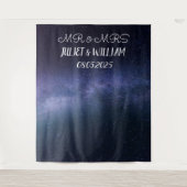 Blauw Schrift Mr & Mrs Trouw Achtergrond banner Wandkleed (Voorkant)