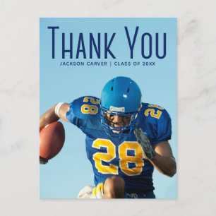 Blauw Schrift Overlay Afstudeerfoto Bedankt Briefkaart