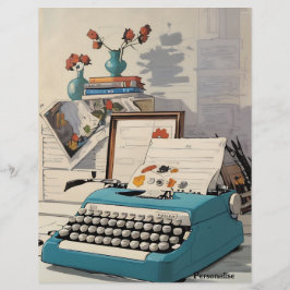 Blauw  schrijfmachineschrapboekpapier