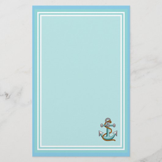 Blauw Schrijfpapier met Anker Briefpapier (Voorkant)