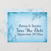  blauw schuifblad aqua Save the Date Aankondigingskaart (Voorkant / Achterkant)