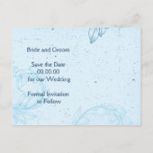  blauw schuifblad aqua Save the Date Aankondigingskaart (Achterkant)