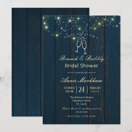 Blauw schuurbord slingerlicht borrelende douche kaart (Voorkant / Achterkant)