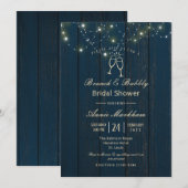 Blauw schuurplanken snoerlicht borrelende douche kaart (Voorkant / Achterkant)