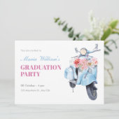  blauw scooter afstuderen kaart (Staand voorkant)